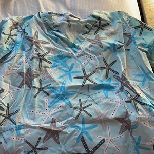 Blue starfish scrub top
